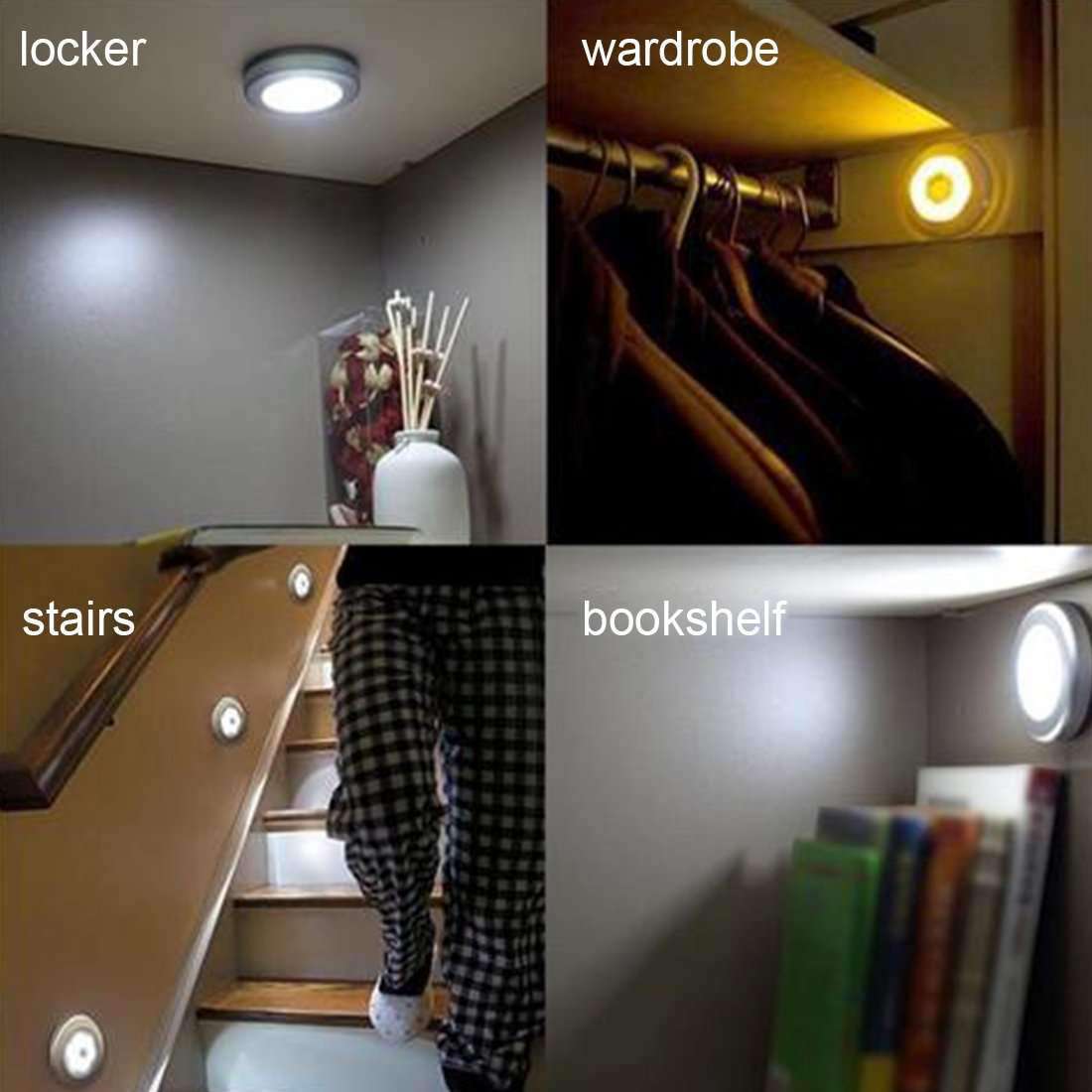 Motion Sensor Light Control White LED Night Light 6 LEDs Mini