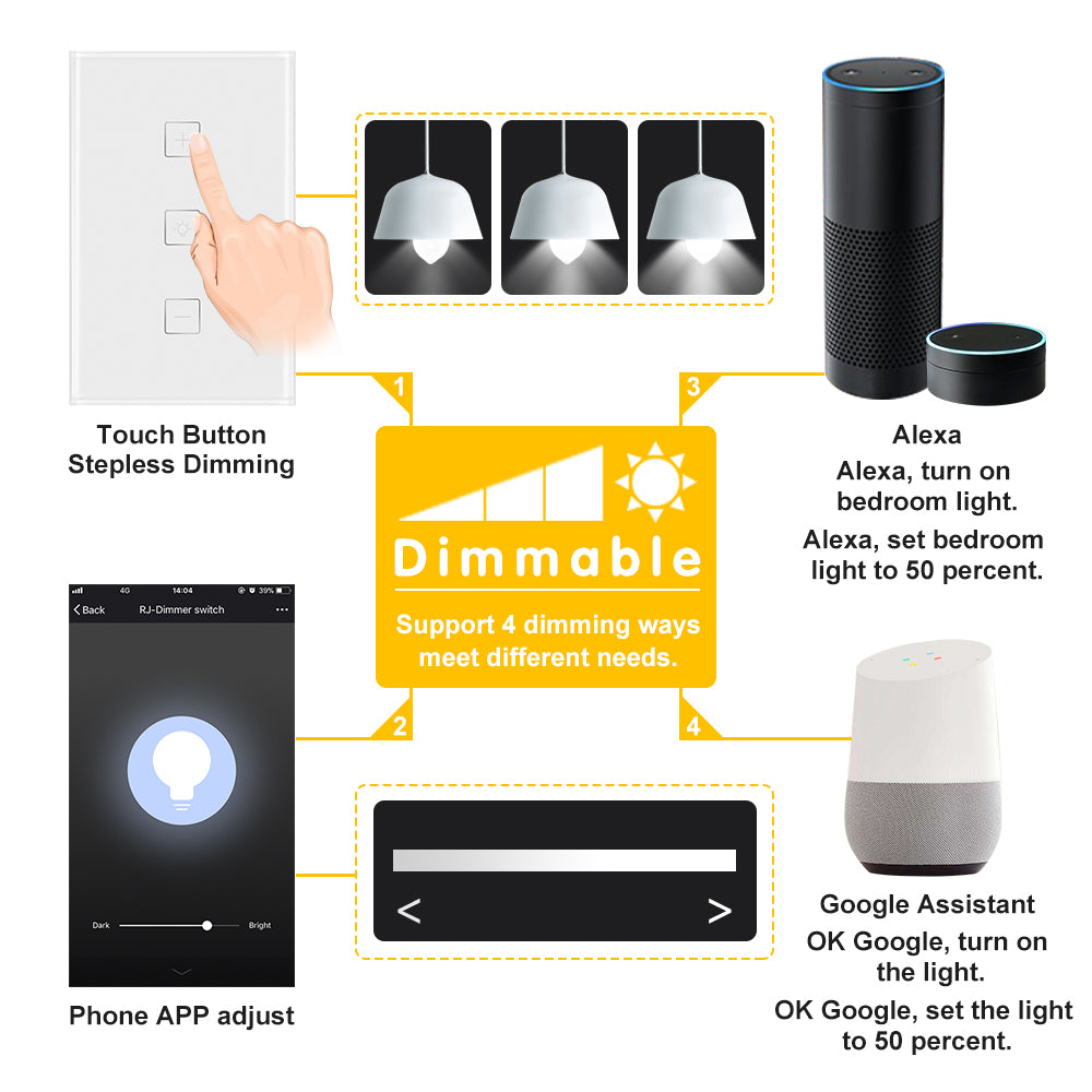 Smart Light Dimmer Touch Control WiFi Switch